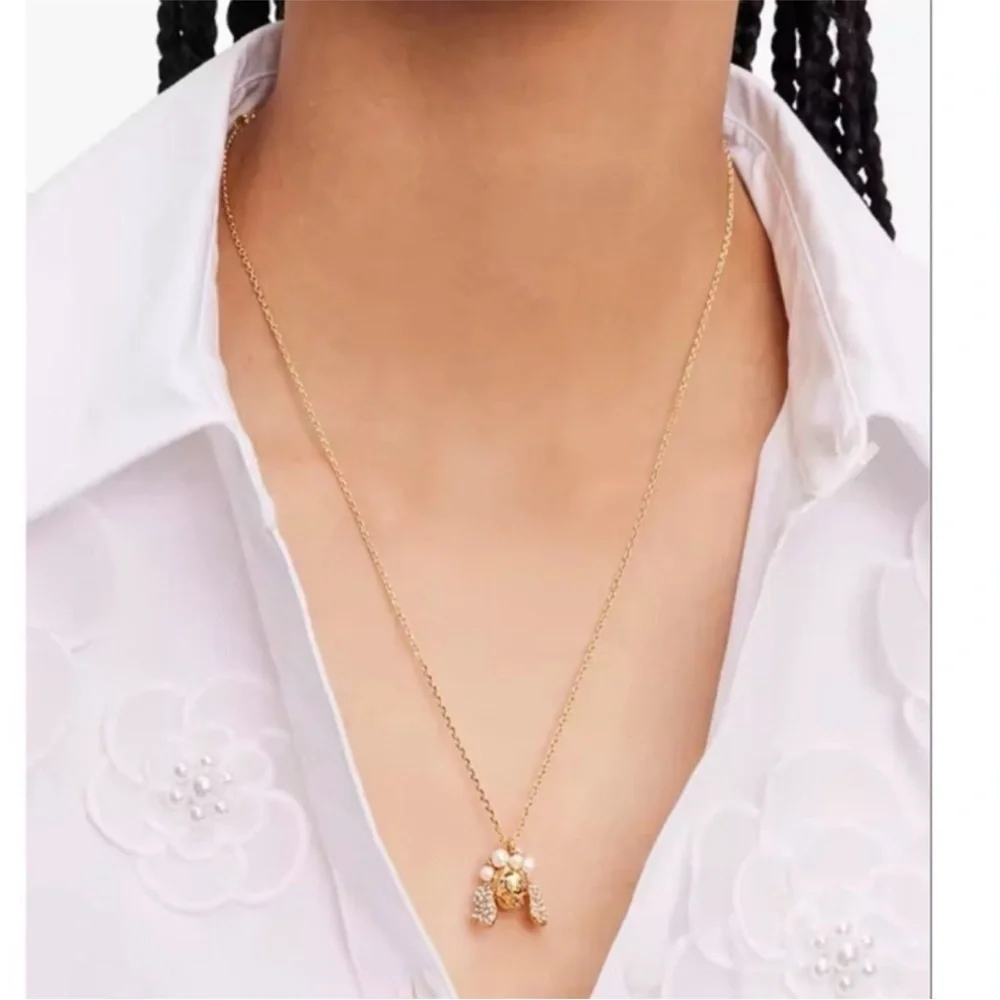 Kate Spade Pearl & Stone Poodle Pendant Necklace